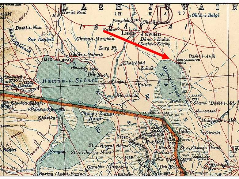 Survey of India Map: Sheet 30 (1918): Takht-i-Rustam.