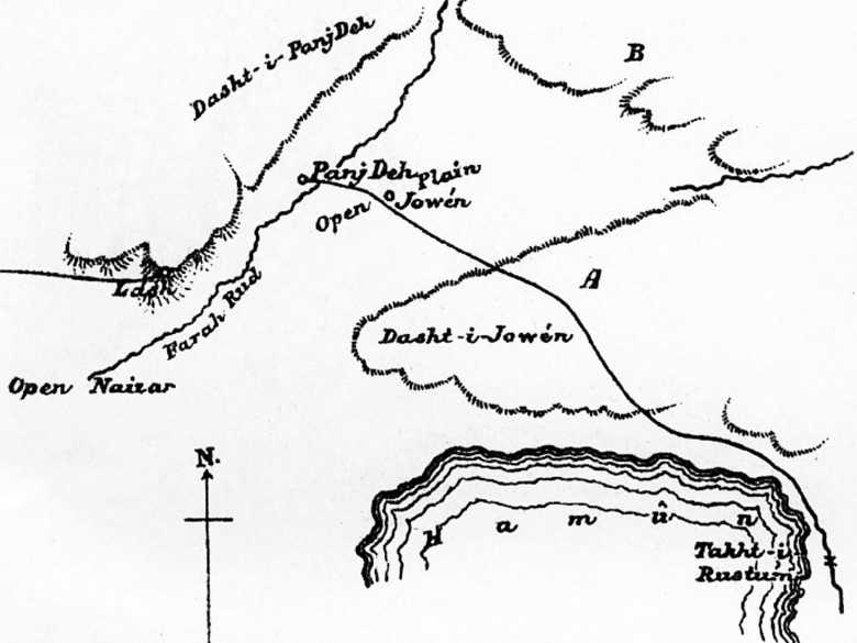 Captain Peacocke’s sketch map of the area.